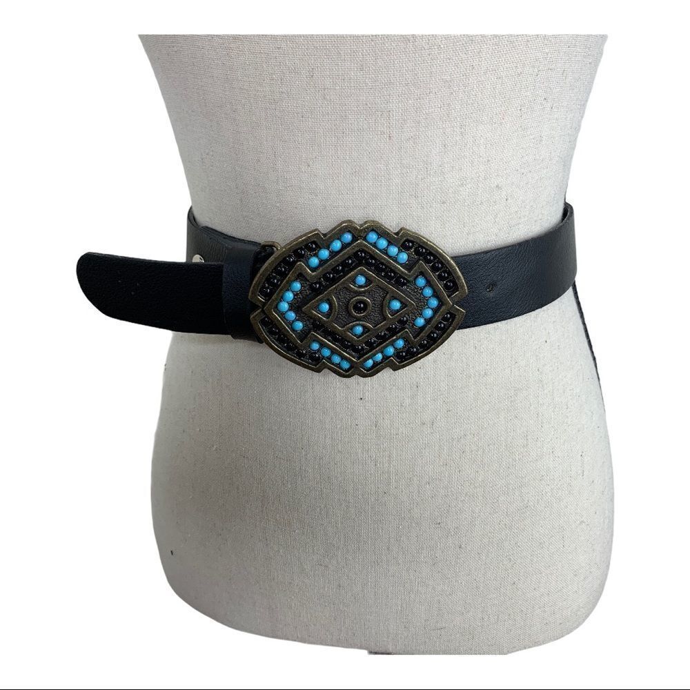 Bronze Color Brass Buckle w/Turquoise and Black